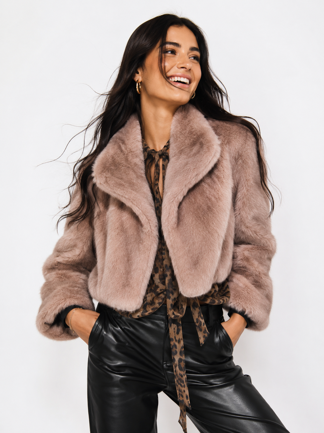 Winter Love Faux Fur Coat mocha-M Faux fur and satin from LTD 